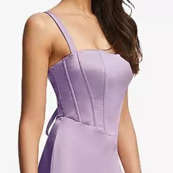 After Six 6874...Lace Up Tie-Back Corset Maxi Dress..Pale Purple...Size 8...NWT - Picture 5 of 7